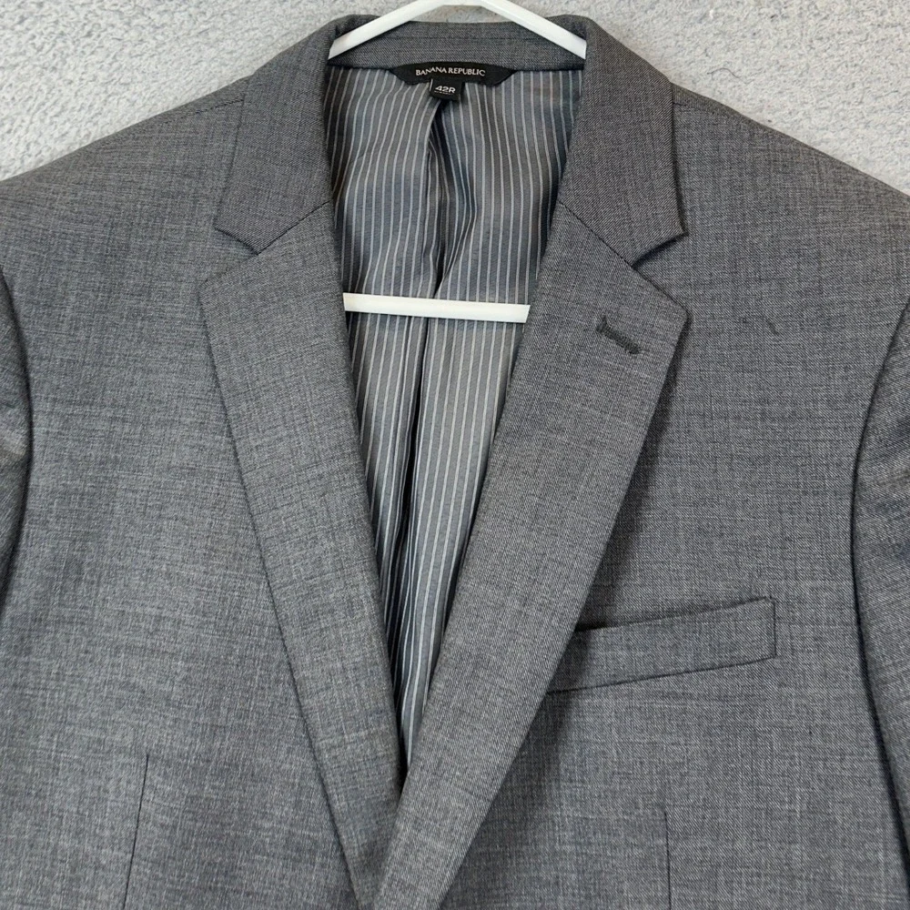 Banana Republic Wool Blazer Mens 42R Grey Tessuto Marzotto Slim Fit Sport Coat